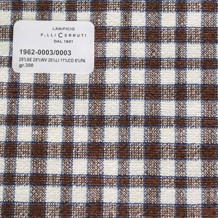 1962-0003-0003 Cerruti Lanificio - Vải Suit 100% Wool - Trắng Caro